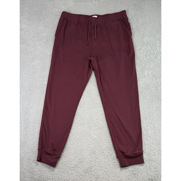 VTG J Crew Sweatpants Joggers Men Large Oarsmen Burgundy Fleece Activewear - Picture 1 of 12